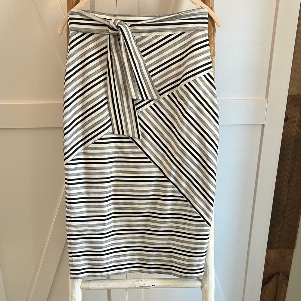 Milly Black and White Striped Pencil Skirt